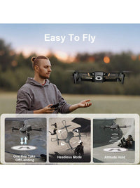 HKM-235283 Foldable Mini Drone with 1080P HD Camera, 3 Batteries, Remote-Controlled Quadcopter for Kids and Adults