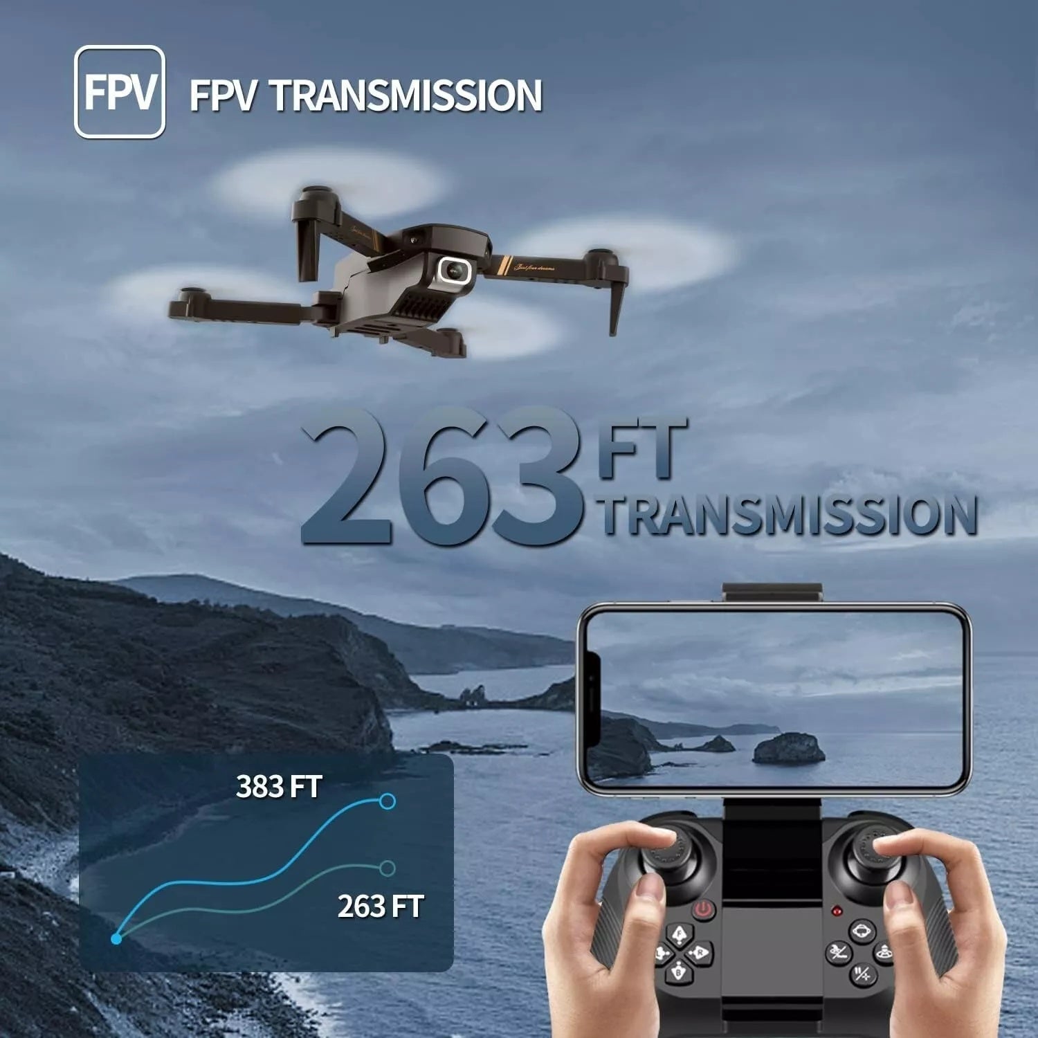 HKM-235283 Foldable Mini Drone with 1080P HD Camera, 3 Batteries, Remote-Controlled Quadcopter for Kids and Adults