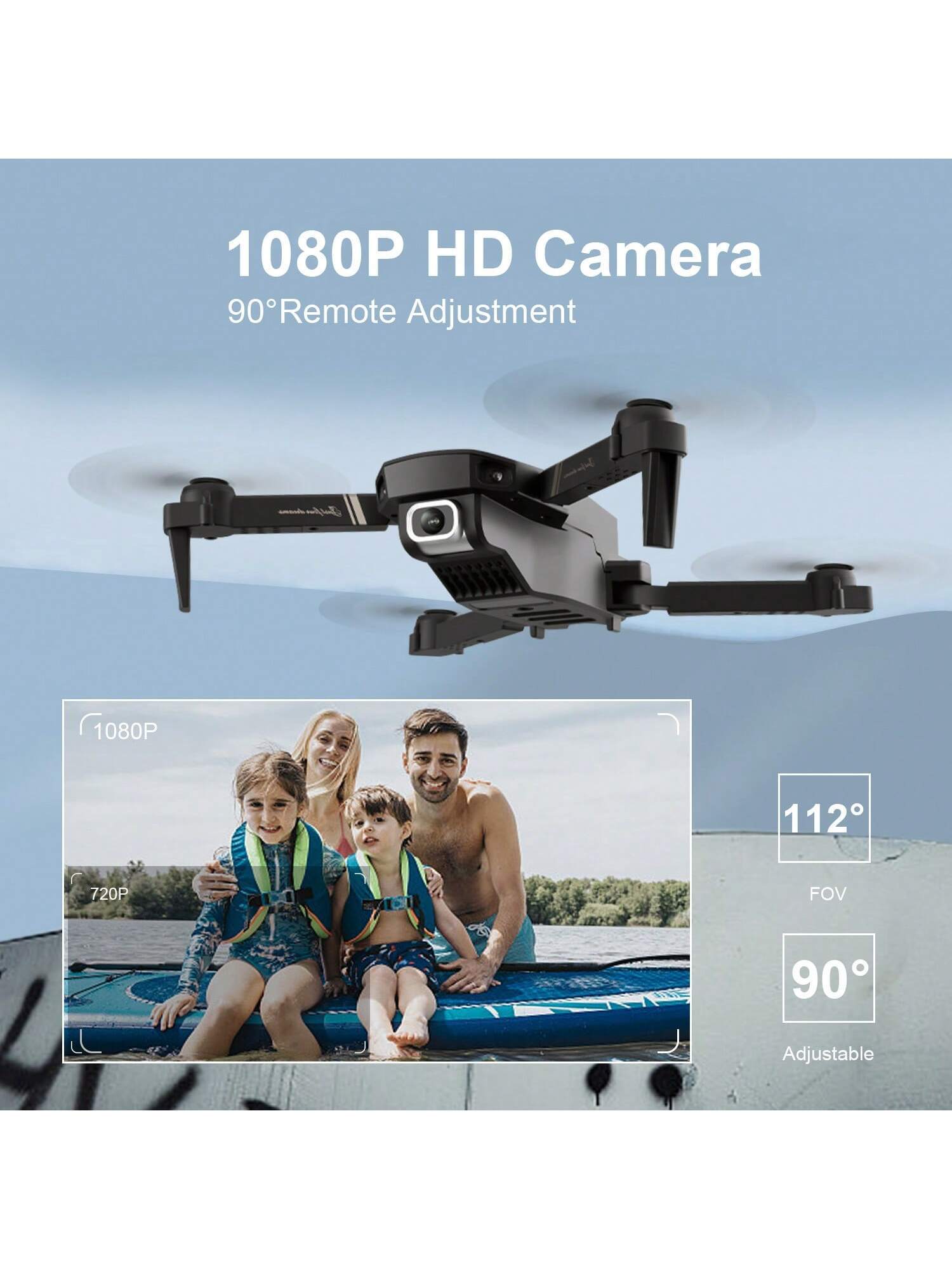 HKM-235283 Foldable Mini Drone with 1080P HD Camera, 3 Batteries, Remote-Controlled Quadcopter for Kids and Adults