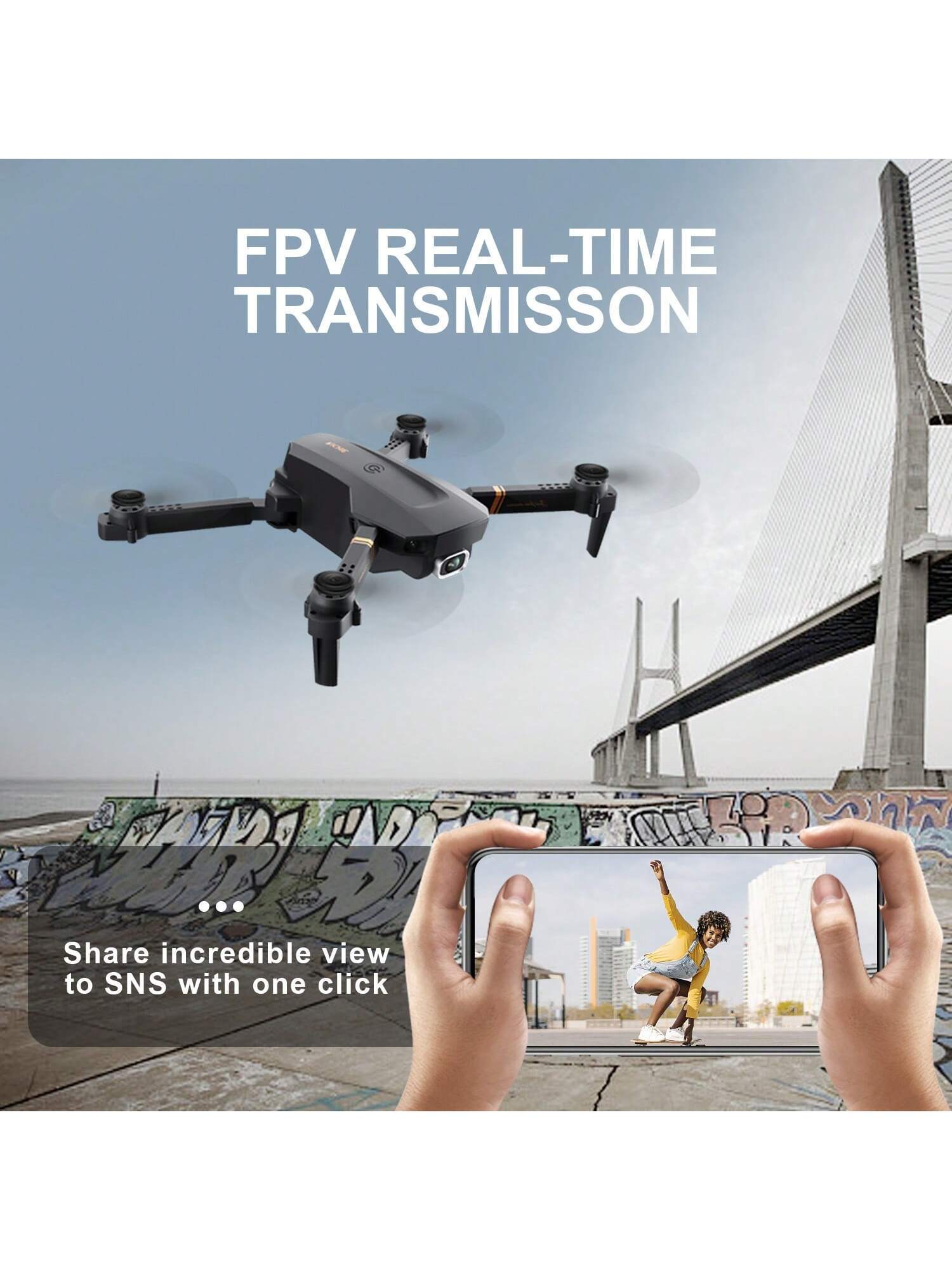 HKM-235283 Foldable Mini Drone with 1080P HD Camera, 3 Batteries, Remote-Controlled Quadcopter for Kids and Adults