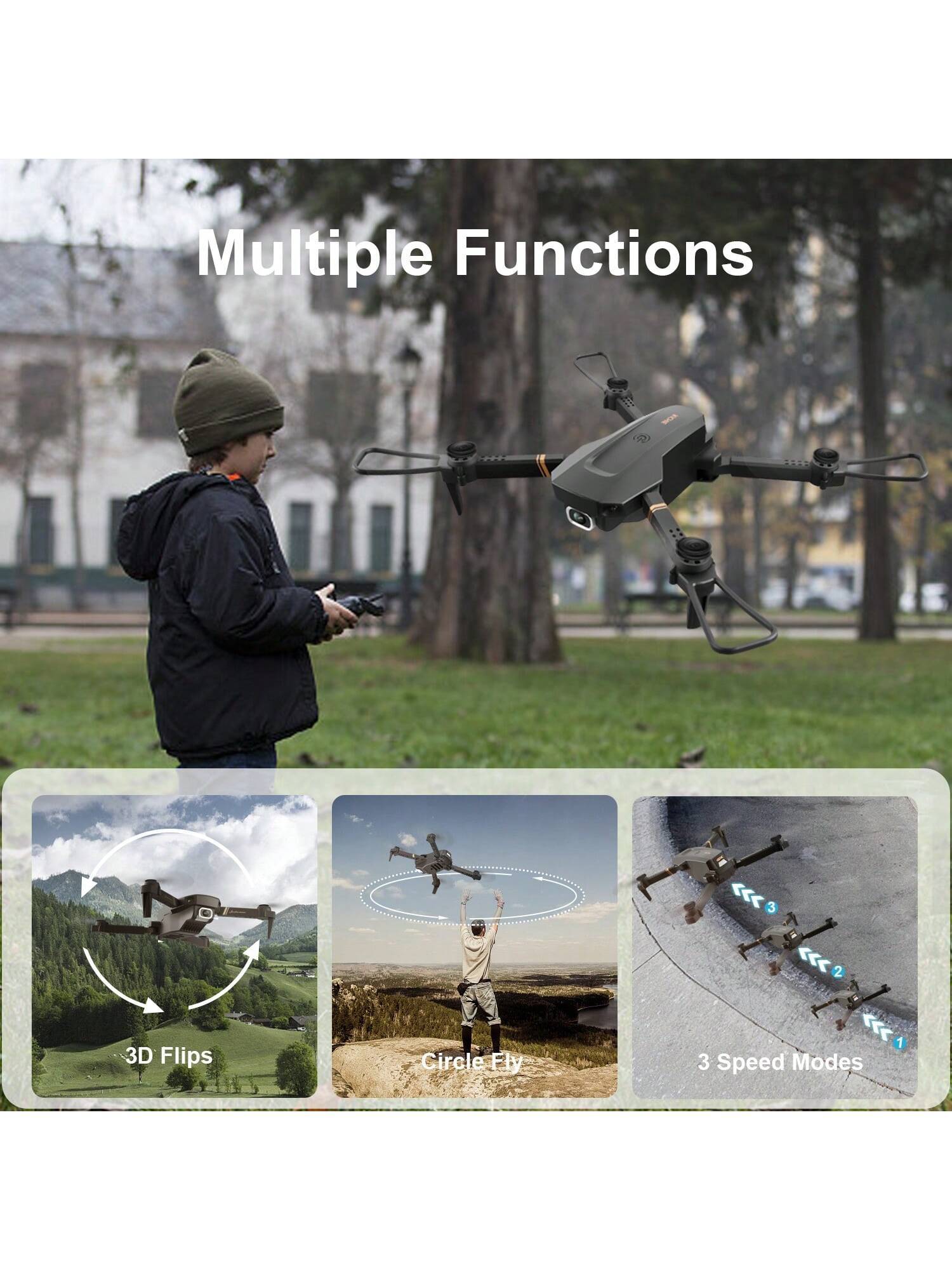 HKM-235283 Foldable Mini Drone with 1080P HD Camera, 3 Batteries, Remote-Controlled Quadcopter for Kids and Adults