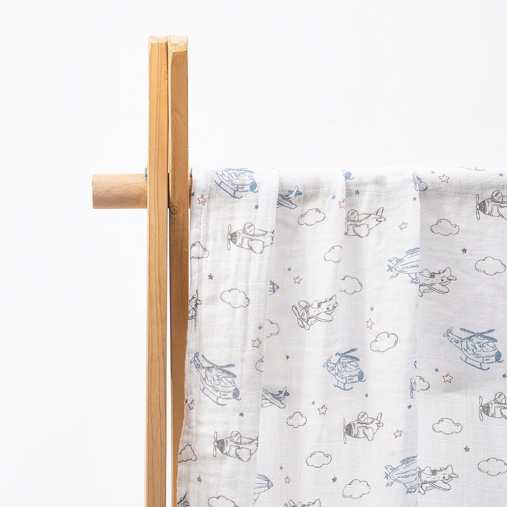 HKM-235347 Bamboo Cotton Newborn Baby Blanket and Bath Towel - Soft, Lightweight, Animal and Cartoon Patterns
