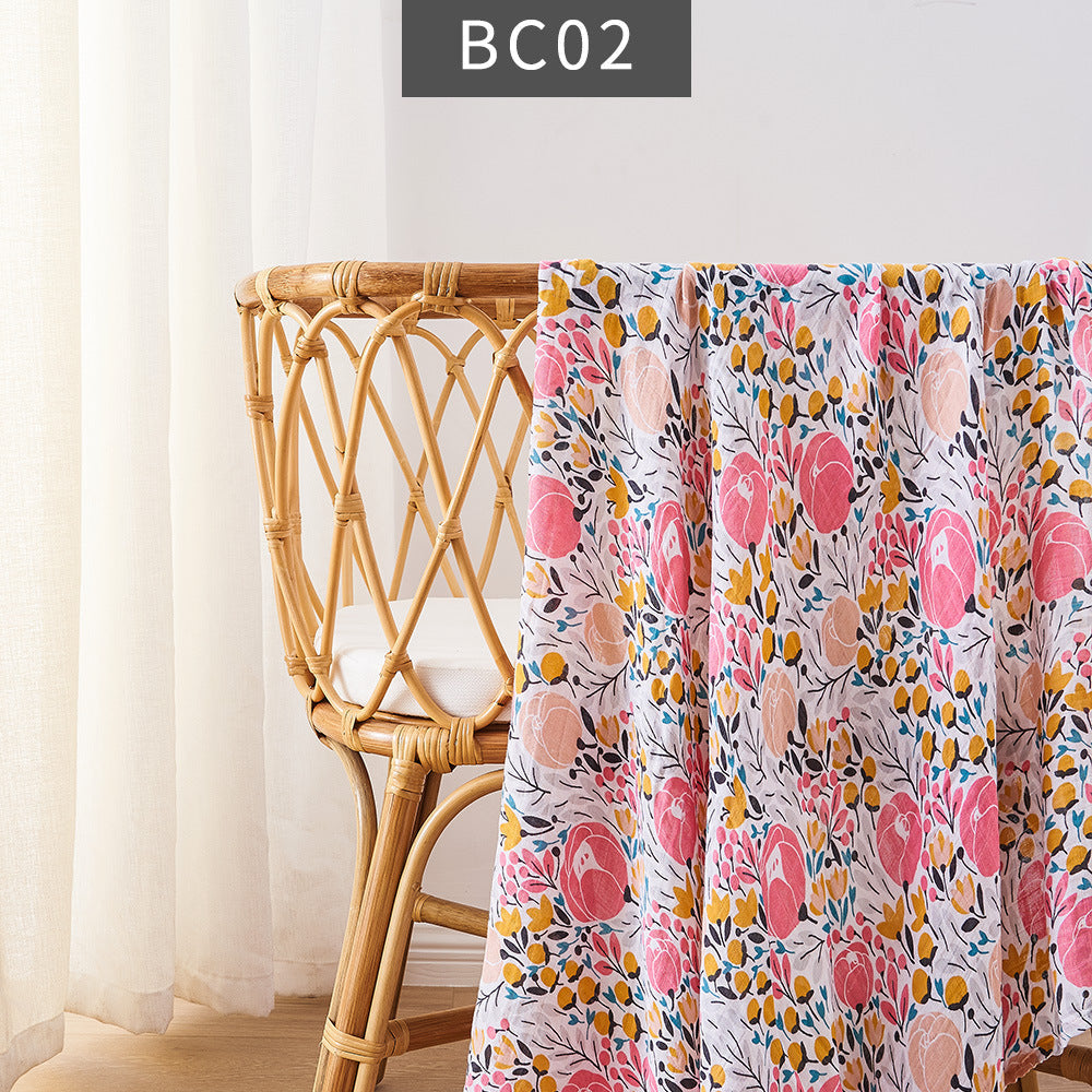 HKM-235347 Bamboo Cotton Newborn Baby Blanket and Bath Towel - Soft, Lightweight, Animal and Cartoon Patterns