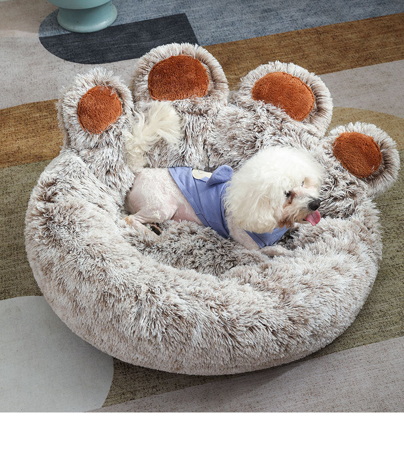 HKM-235475 Plush Cathouse Doghouse Pet Bed Winter Warm Hand-shaped Brush Pet