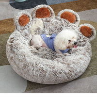 HKM-235475 Plush Cathouse Doghouse Pet Bed Winter Warm Hand-shaped Brush Pet