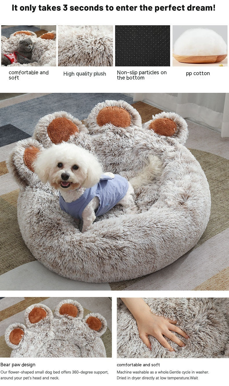 HKM-235475 Plush Cathouse Doghouse Pet Bed Winter Warm Hand-shaped Brush Pet