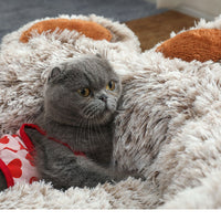 HKM-235475 Plush Cathouse Doghouse Pet Bed Winter Warm Hand-shaped Brush Pet
