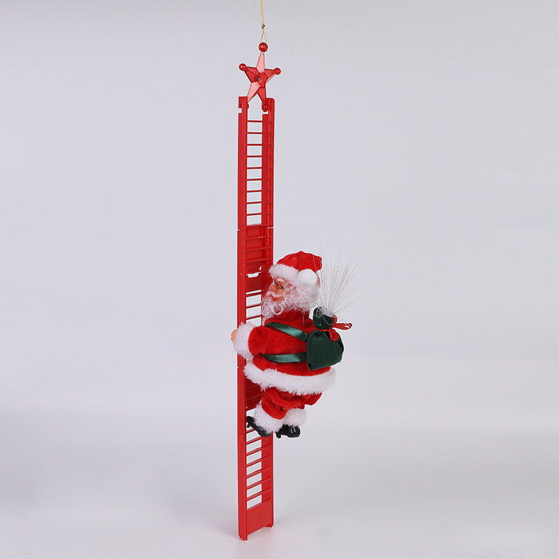 HKM-235539 Climbing Santa Claus Figurine with Music for Christmas Tree and Holiday Decoration