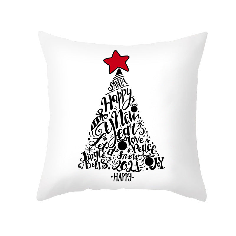 KTX-235603 Cartoon Christmas Pillowcase for Sofa or Office Cushion, 45x45cm, Peach Skin Fabric