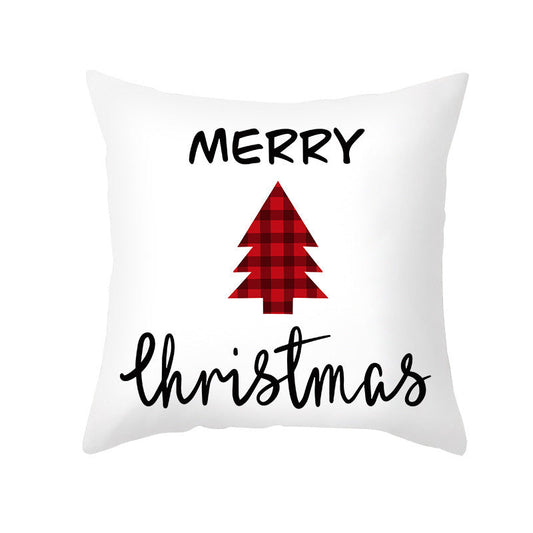 KTX-235603 Cartoon Christmas Pillowcase for Sofa or Office Cushion, 45x45cm, Peach Skin Fabric