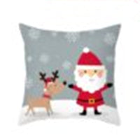 HKM-235603 Cartoon Christmas Pillowcase for Sofa or Office Cushion, 45x45cm, Peach Skin Fabric