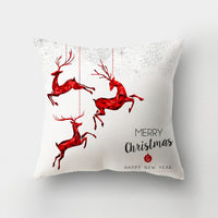 HKM-235603 Cartoon Christmas Pillowcase for Sofa or Office Cushion, 45x45cm, Peach Skin Fabric