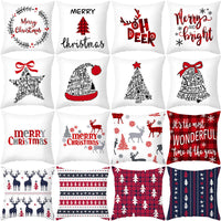 HKM-235603 Cartoon Christmas Pillowcase for Sofa or Office Cushion, 45x45cm, Peach Skin Fabric