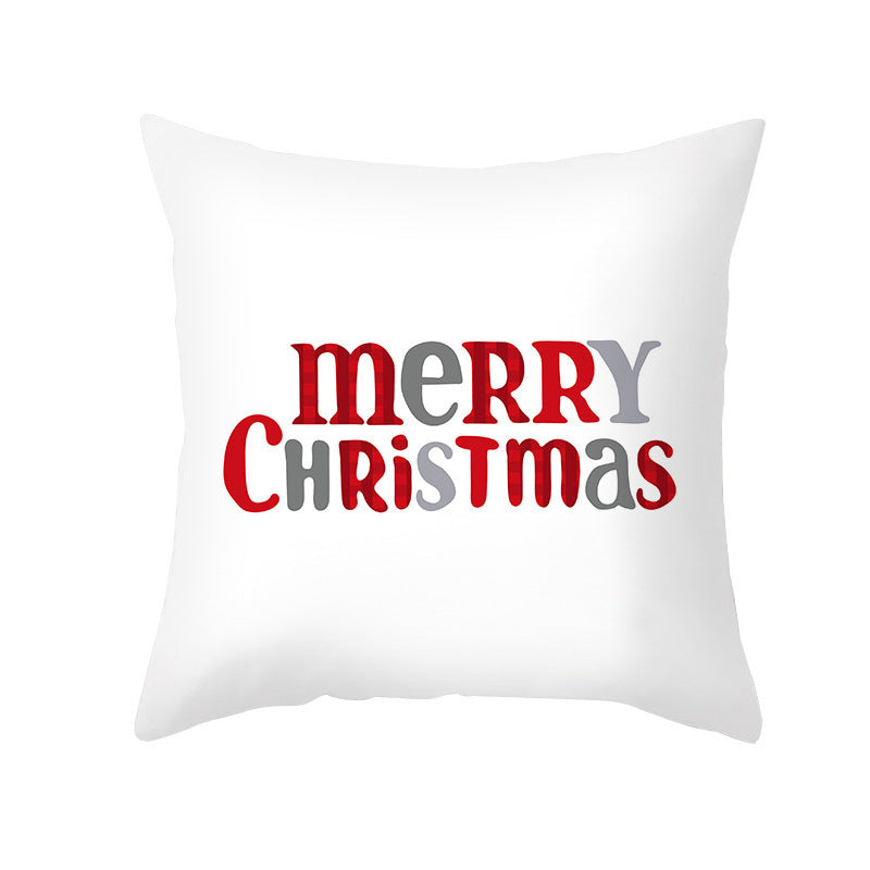 KTX-235603 Cartoon Christmas Pillowcase for Sofa or Office Cushion, 45x45cm, Peach Skin Fabric