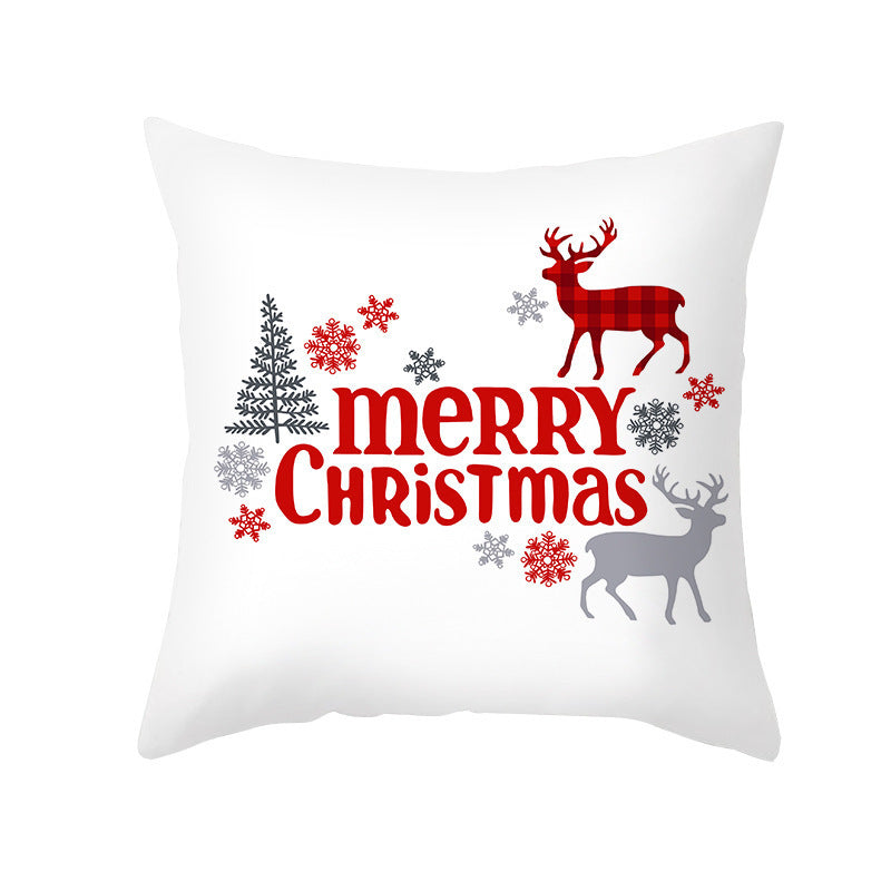 KTX-235603 Cartoon Christmas Pillowcase for Sofa or Office Cushion, 45x45cm, Peach Skin Fabric