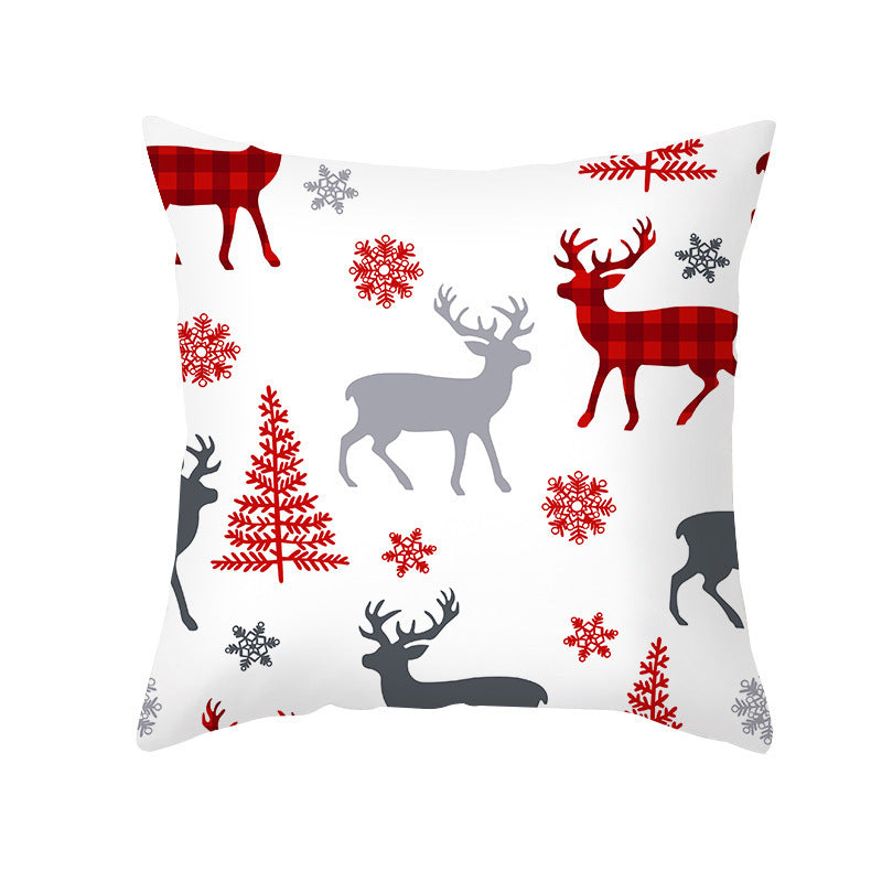 KTX-235603 Cartoon Christmas Pillowcase for Sofa or Office Cushion, 45x45cm, Peach Skin Fabric