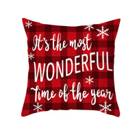 HKM-235603 Cartoon Christmas Pillowcase for Sofa or Office Cushion, 45x45cm, Peach Skin Fabric