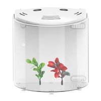 HKM-235603 Ecological Acrylic Half-Moon Fish Tank with LED Light and Filtration System
