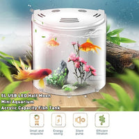 HKM-235603 Ecological Acrylic Half-Moon Fish Tank with LED Light and Filtration System