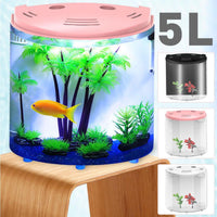 HKM-235603 Ecological Acrylic Half-Moon Fish Tank with LED Light and Filtration System