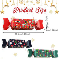 HKM-235731 Christmas Candy Shaped Gift Boxes - 12 Pcs Paper Storage Boxes Featuring Santa, Snowman & Christmas Tree Designs, Perfect for Parties and Decorations