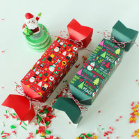 HKM-235731 Christmas Candy Shaped Gift Boxes - 12 Pcs Paper Storage Boxes Featuring Santa, Snowman & Christmas Tree Designs, Perfect for Parties and Decorations