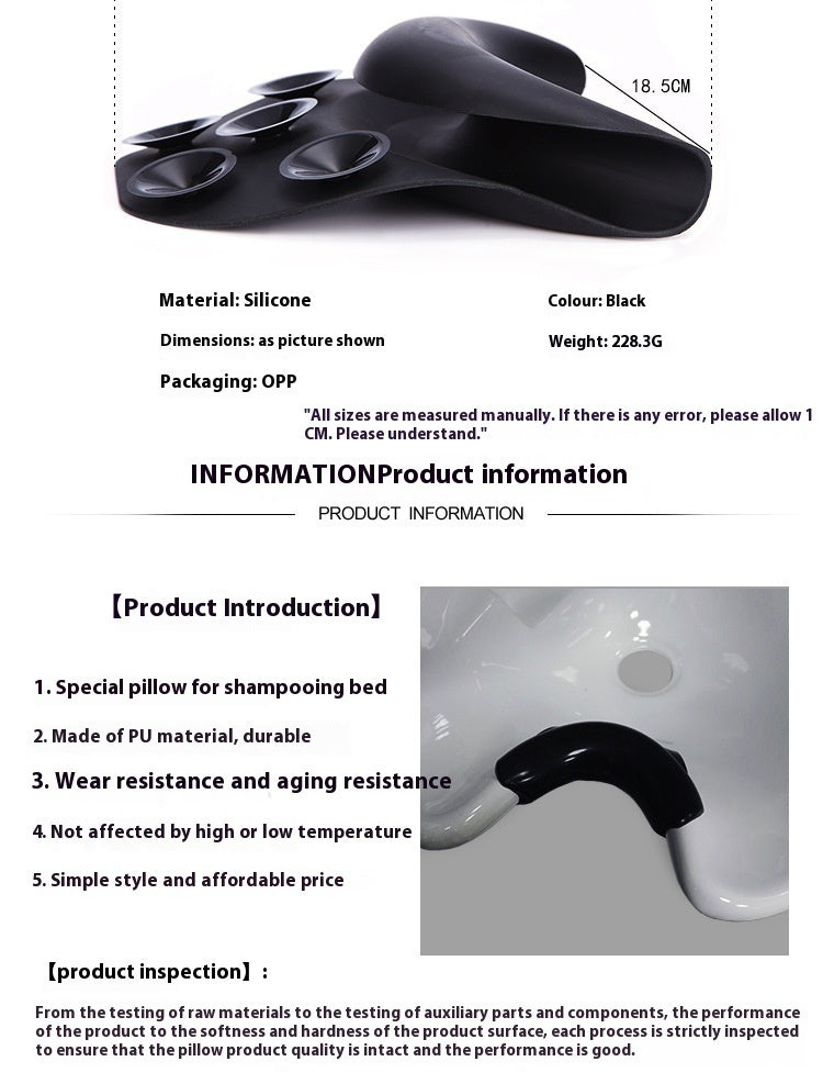HKM-235731 Silicone Shampoo Chair Pillow with Suction Cup for Barber Shop Use - Black