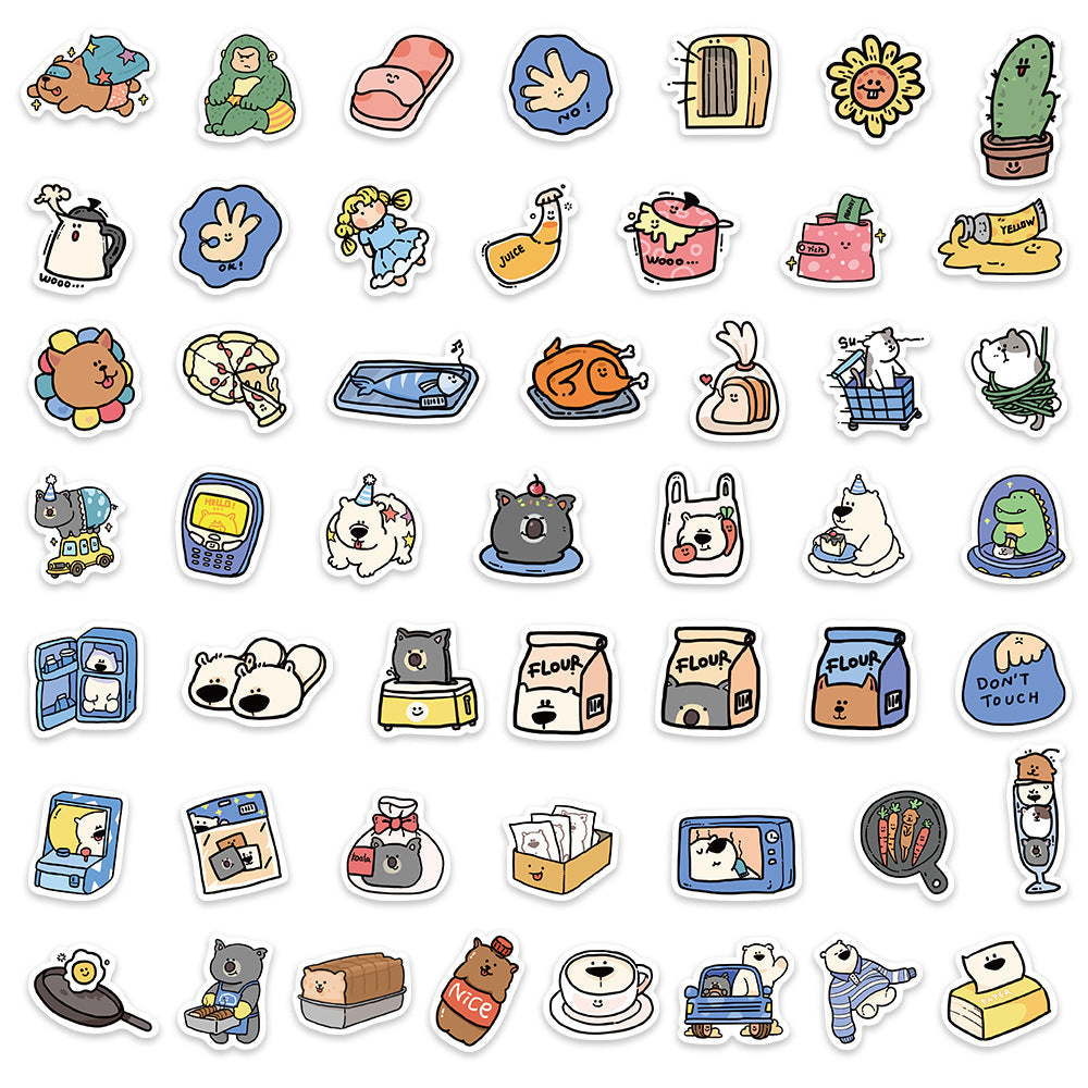 HKM-235795 Cute Cartoon Animal Stickers for Luggage, Journals, and Books - Pack of 100 Sheets