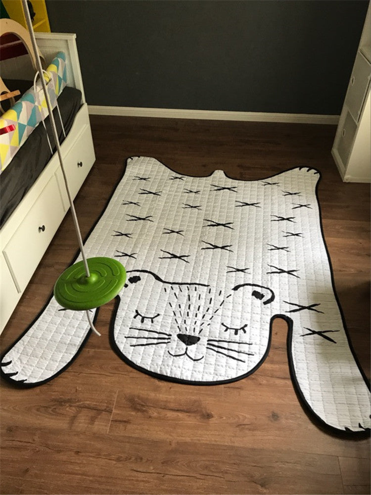 HKM-235859 Soft Cotton Baby Play Mat with White Tiger Design for Kids Ages 0-8+ Years - Perfect for Living Room Decor and Play Areas