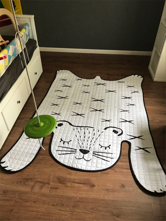 HKM-235859 Soft Cotton Baby Play Mat with White Tiger Design for Kids Ages 0-8+ Years - Perfect for Living Room Decor and Play Areas