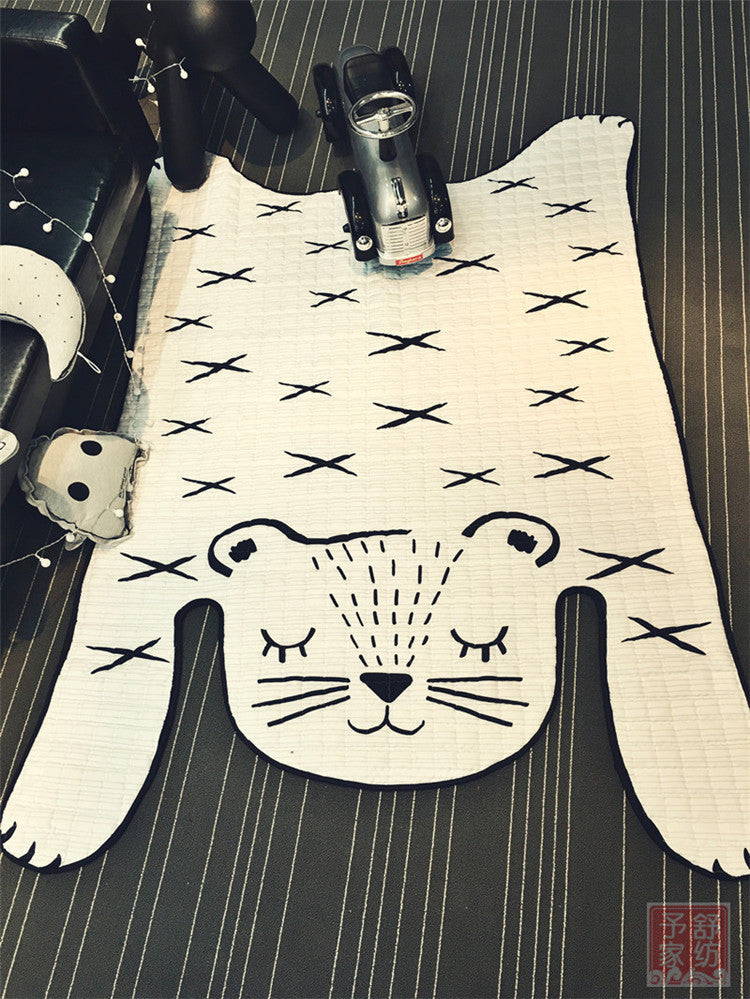 HKM-235859 Soft Cotton Baby Play Mat with White Tiger Design for Kids Ages 0-8+ Years - Perfect for Living Room Decor and Play Areas