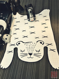 HKM-235859 Soft Cotton Baby Play Mat with White Tiger Design for Kids Ages 0-8+ Years - Perfect for Living Room Decor and Play Areas