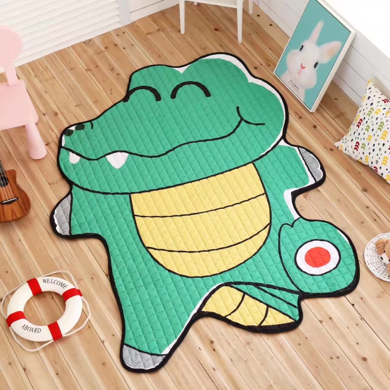 HKM-235859 Soft Cotton Baby Play Mat with White Tiger Design for Kids Ages 0-8+ Years - Perfect for Living Room Decor and Play Areas