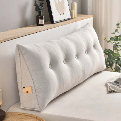 HKM-235923 Removable Washable Cotton and Linen Triangle Backrest Cushion in Multiple Sizes