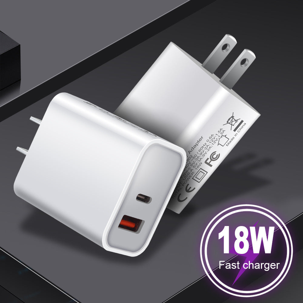 HKM-235987 FDGAO 18W PD Fast Charging Plug with Dual USB Typ-C Ports for Apple 12 Mobile Phones