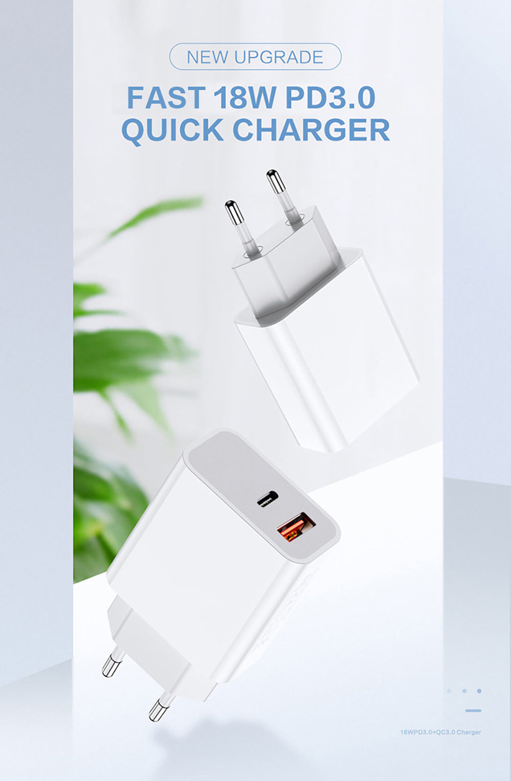 HKM-235987 FDGAO 18W PD Fast Charging Plug with Dual USB Typ-C Ports for Apple 12 Mobile Phones