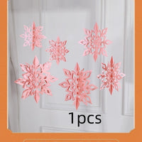 HKM-236051 3D Mini Christmas Flag Scene Show Window Pendant – Various Colors and Snowflake Designs in Paper