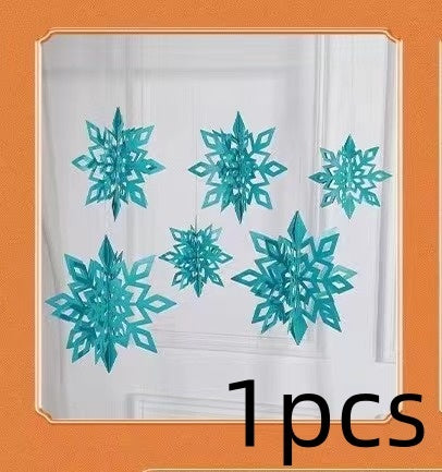 HKM-236051 3D Mini Christmas Flag Scene Show Window Pendant – Various Colors and Snowflake Designs in Paper