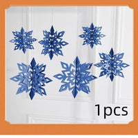 HKM-236051 3D Mini Christmas Flag Scene Show Window Pendant – Various Colors and Snowflake Designs in Paper