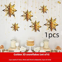 HKM-236051 3D Mini Christmas Flag Scene Show Window Pendant – Various Colors and Snowflake Designs in Paper