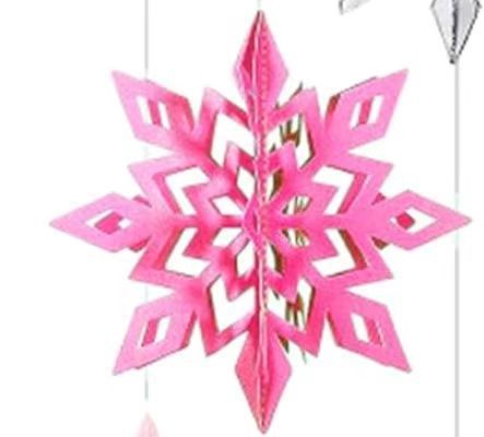 HKM-236051 3D Mini Christmas Flag Scene Show Window Pendant – Various Colors and Snowflake Designs in Paper