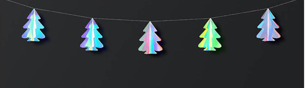 HKM-236051 3D Mini Christmas Flag Scene Show Window Pendant – Various Colors and Snowflake Designs in Paper