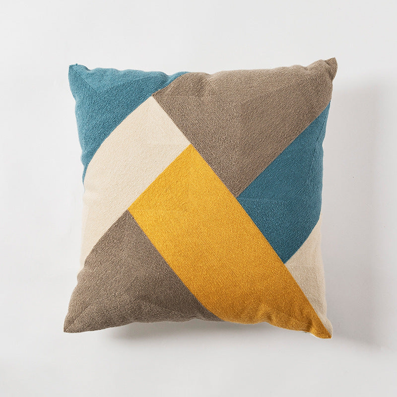 HKM-236051 Modern Geometric Cotton Embroidered Pillowcase for Home and Commercial Spaces