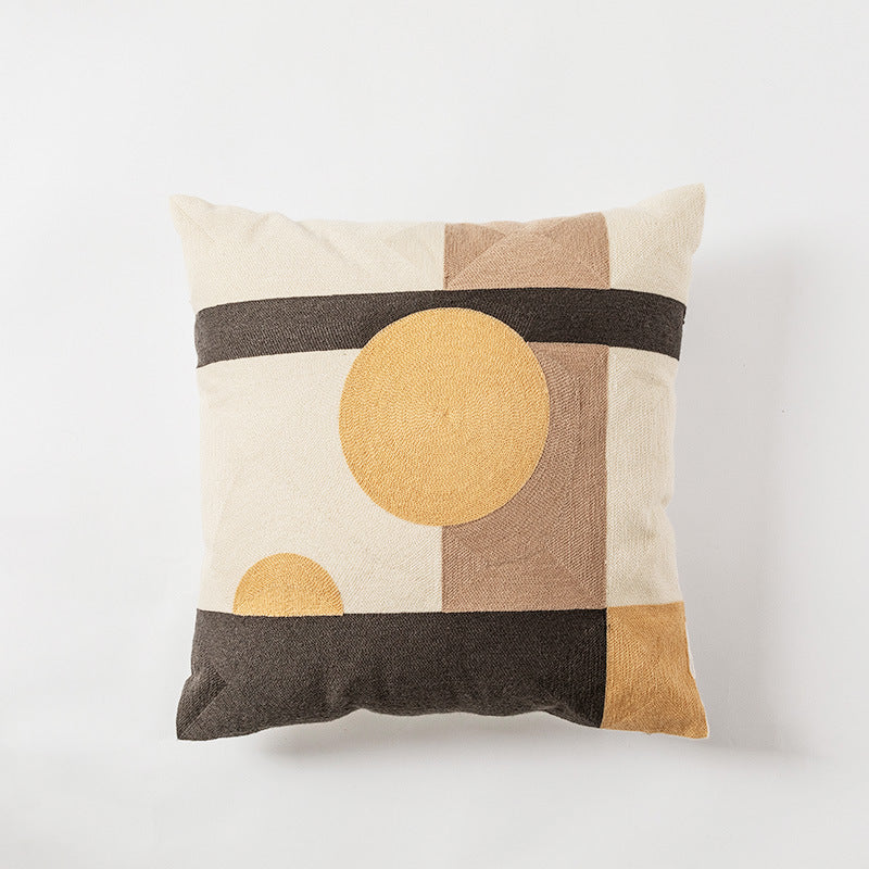 HKM-236051 Modern Geometric Cotton Embroidered Pillowcase for Home and Commercial Spaces