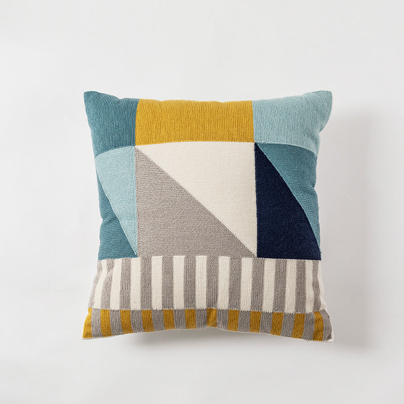 HKM-236051 Modern Geometric Cotton Embroidered Pillowcase for Home and Commercial Spaces