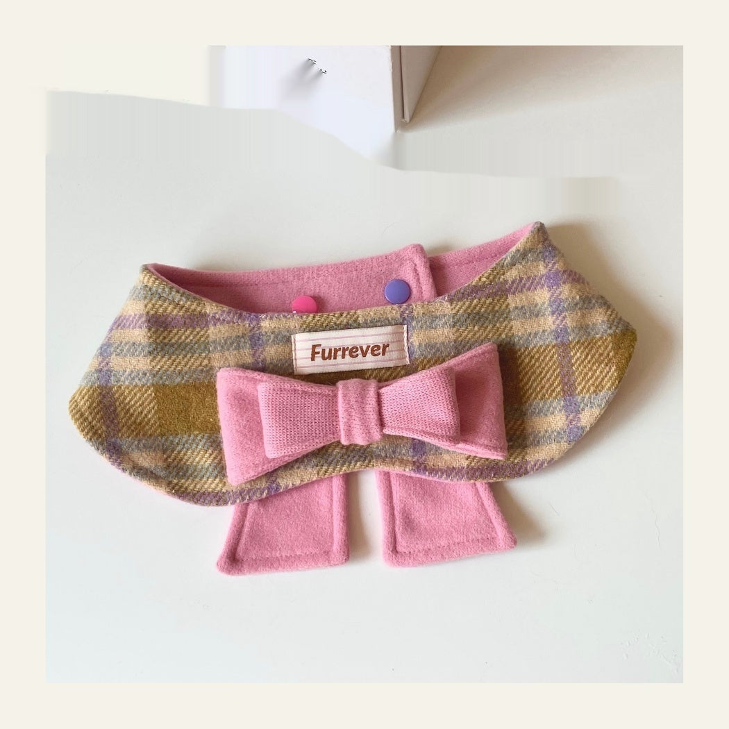 HKM-236179 Maillard Puppy Bow Bib - Stylish and Comfortable Pet Accessory, Various Sizes Available