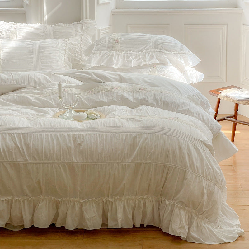 HKM-236243 Cotton Washed Ruffled Quilt Cover Set - Available in Multiple Sizes