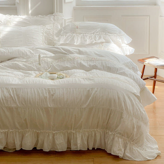 HKM-236243 Cotton Washed Ruffled Quilt Cover Set - Available in Multiple Sizes