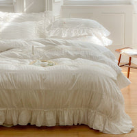 HKM-236243 Cotton Washed Ruffled Quilt Cover Set - Available in Multiple Sizes