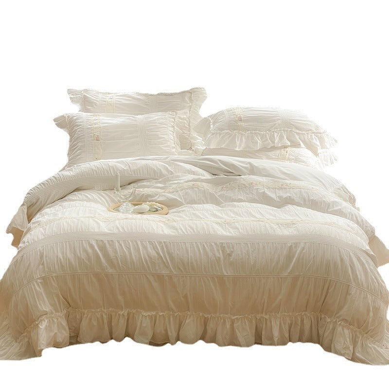 HKM-236243 Cotton Washed Ruffled Quilt Cover Set - Available in Multiple Sizes